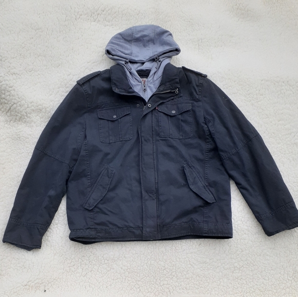 Levi's black denim jacket fleeced lined with hood